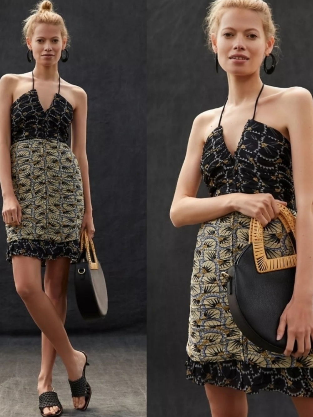 NWT Anthropologie Conditions Apply Halter Bias Mini Dress - Size XL